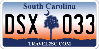 SC license plate DSX033