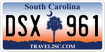 SC license plate DSX961
