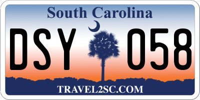 SC license plate DSY058
