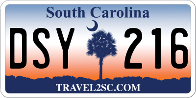 SC license plate DSY216