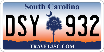 SC license plate DSY932