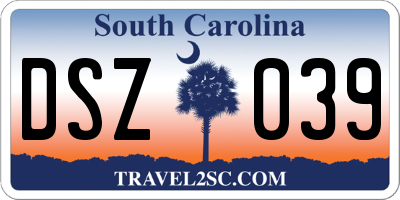 SC license plate DSZ039