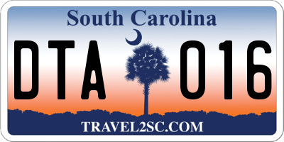SC license plate DTA016