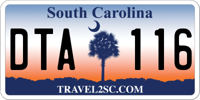 SC license plate DTA116