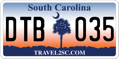 SC license plate DTB035