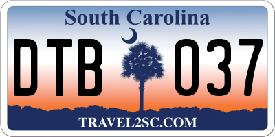 SC license plate DTB037