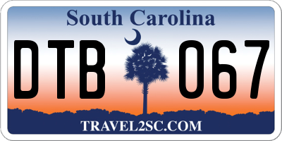 SC license plate DTB067