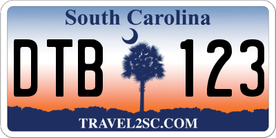 SC license plate DTB123