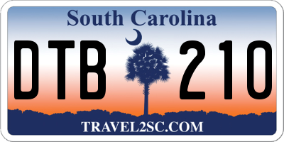 SC license plate DTB210
