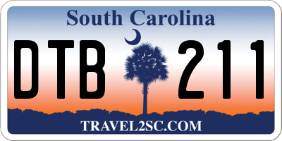 SC license plate DTB211