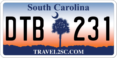 SC license plate DTB231
