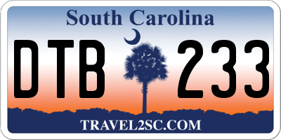 SC license plate DTB233