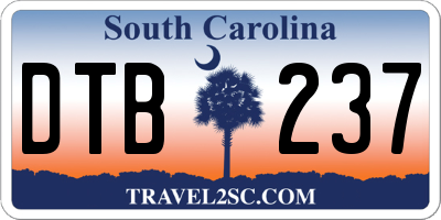 SC license plate DTB237