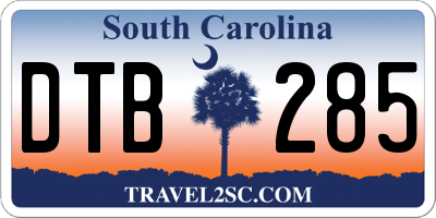 SC license plate DTB285