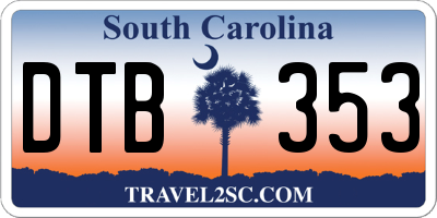 SC license plate DTB353