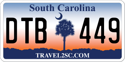 SC license plate DTB449