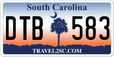 SC license plate DTB583