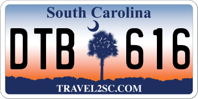 SC license plate DTB616