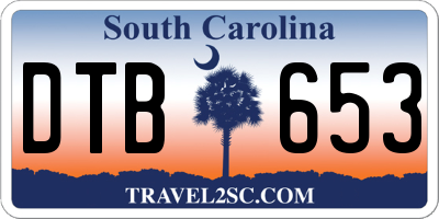 SC license plate DTB653