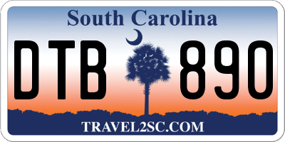 SC license plate DTB890