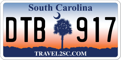 SC license plate DTB917