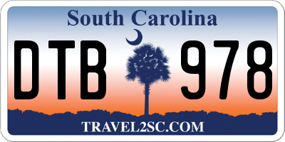 SC license plate DTB978