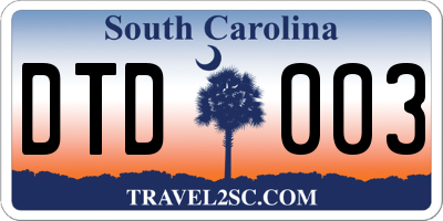SC license plate DTD003