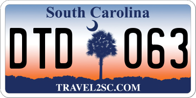 SC license plate DTD063