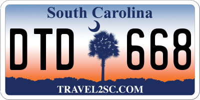 SC license plate DTD668