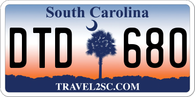 SC license plate DTD680