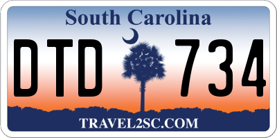 SC license plate DTD734