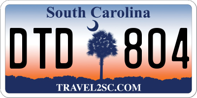 SC license plate DTD804