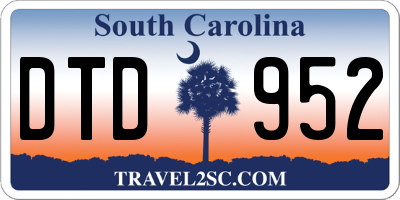 SC license plate DTD952