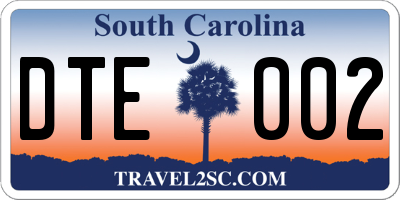 SC license plate DTE002