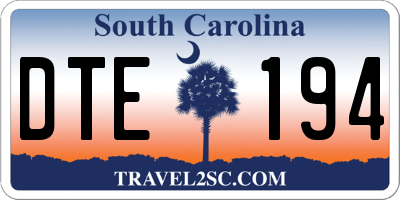 SC license plate DTE194