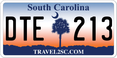 SC license plate DTE213