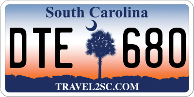SC license plate DTE680