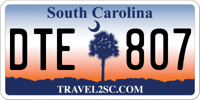 SC license plate DTE807