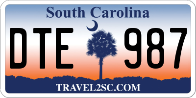 SC license plate DTE987
