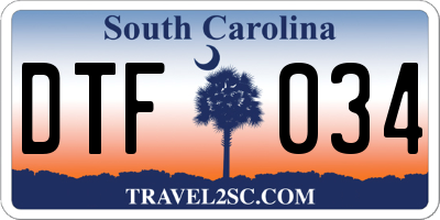SC license plate DTF034