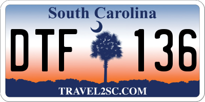SC license plate DTF136