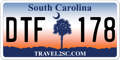 SC license plate DTF178