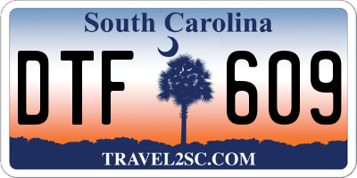 SC license plate DTF609