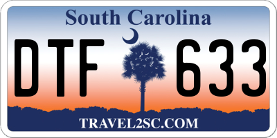 SC license plate DTF633