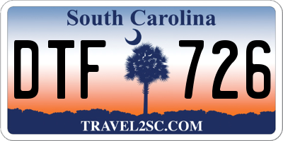 SC license plate DTF726