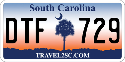 SC license plate DTF729