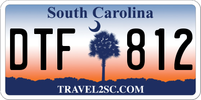 SC license plate DTF812