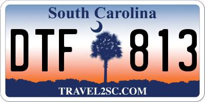 SC license plate DTF813