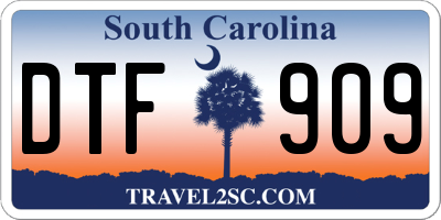 SC license plate DTF909