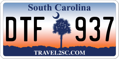 SC license plate DTF937